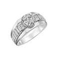 thumbnail image 5 of RYLOS Men's Rings 14K White Gold Ring Classic Designer Style 8X6MM Oval Gemstone & Diamond Ring White Topaz Birthstone Rings For Men Size 8, 5 of 6