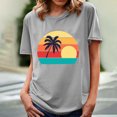 thumbnail image 2 of Blusa informal de manga corta con cuello redondo y estampado de verano a la moda para mujer Pompotops  hfajkhk135478, 2 of 5
