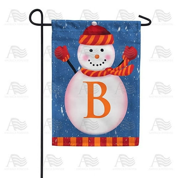 America Forever Winter Monogram Letter B Garden Flag, Snowman Garden D‚cor, Vertical Double Sided 12.5 x 18 inches Merry Christmas Snowflake Winter Holiday Seasonal Flags for Outdoor Decoration