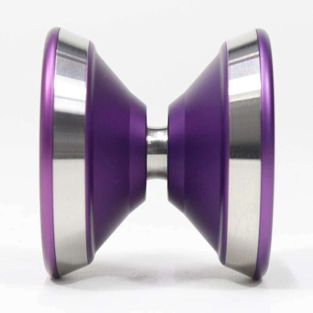 iYoYo EXPLOSiON Yo-Yo - Bi-Metal - 7075 Aluminum YoYo with Stainless Steel Rings (Purple with Silver Rings)