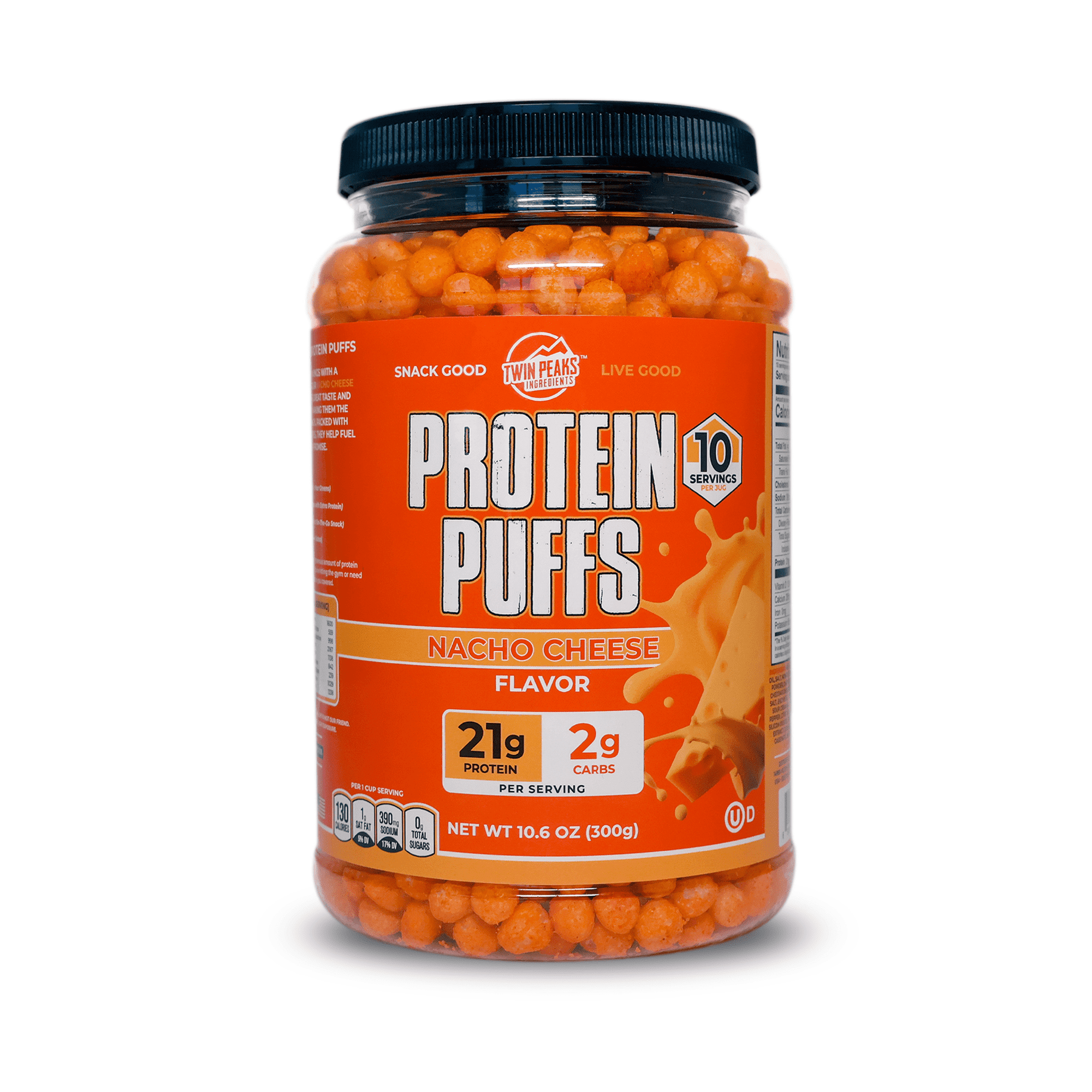 Twin Peaks Ingredients Protein Puffs, Low Carb Keto Friendly Protein Snacks, Nacho Cheese (10.6 Ounce)