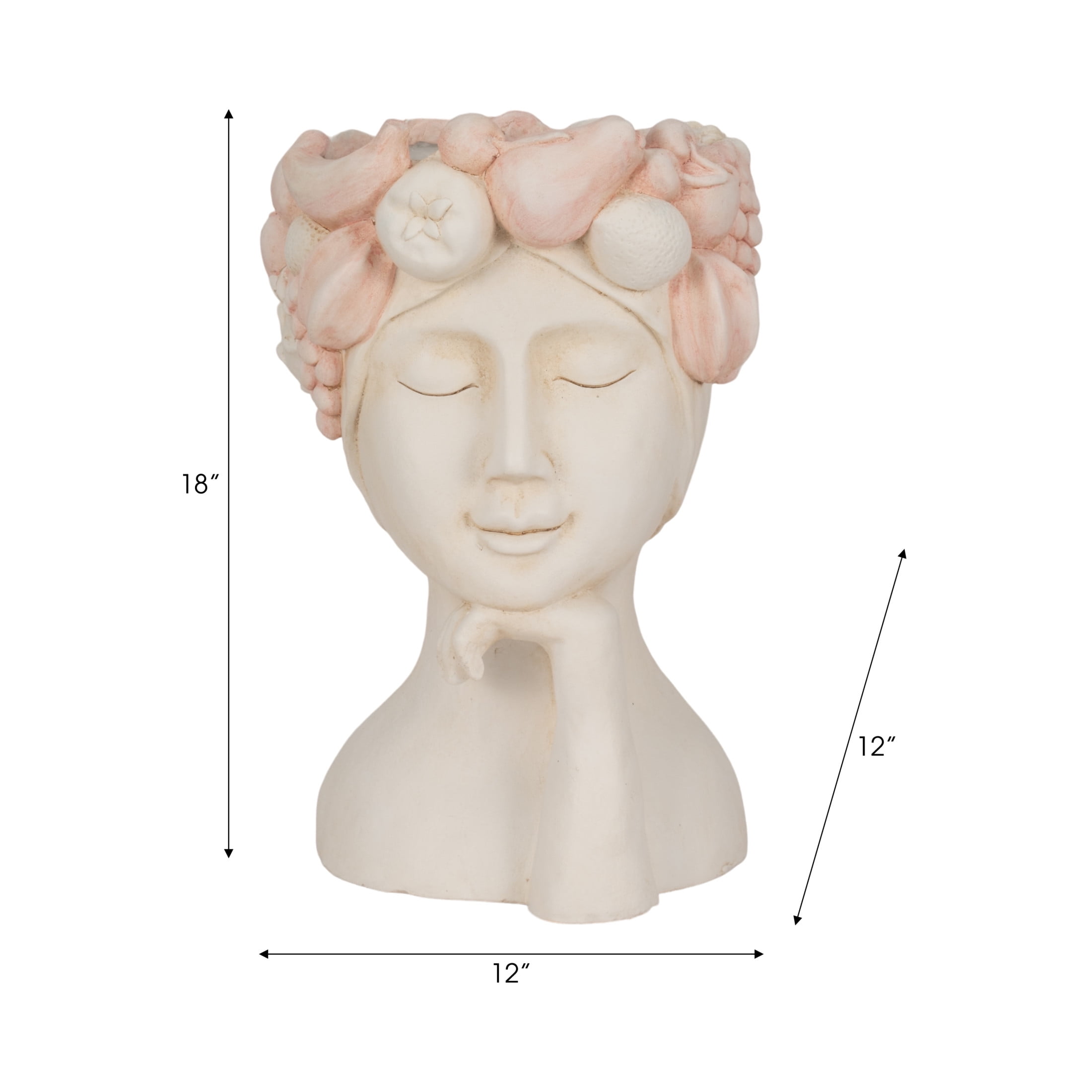 Elegant Flower Pots For Home Decor - Artistic Planters And Plant Pots - Stylish Pots For Plants, Planters For Outdoor Plants, Indoor Plants, Or Decorative Plant Stand Indoor - 18", White & Pink