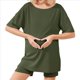 thumbnail image 1 of Conjunto de Dos Piezas para Mujer, Ropa de Verano 2025, Camisetas Extragrandes con Cuello en V, Pantalones Cortos Estilo Motero y Ropa Cómoda para Estar en Casa Verde XL, 1 of 9