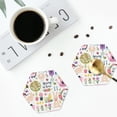 thumbnail image 5 of Pofeuu Spring Hand Drawn Flowers Birds Print Leather Coasters Set of 6, Round Cups Mugs Mat Pad for Home Kitchen Heat Resistant Drink Coasters,Hexagon, 5 of 7