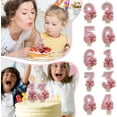 thumbnail image 5 of Birthday Number Candles,Pink Bow Glitter Number Candles Cake Topper Decorations for Kids Girls Adults Birthday Wedding Anniversary Party Supplies (Number 0), 5 of 6