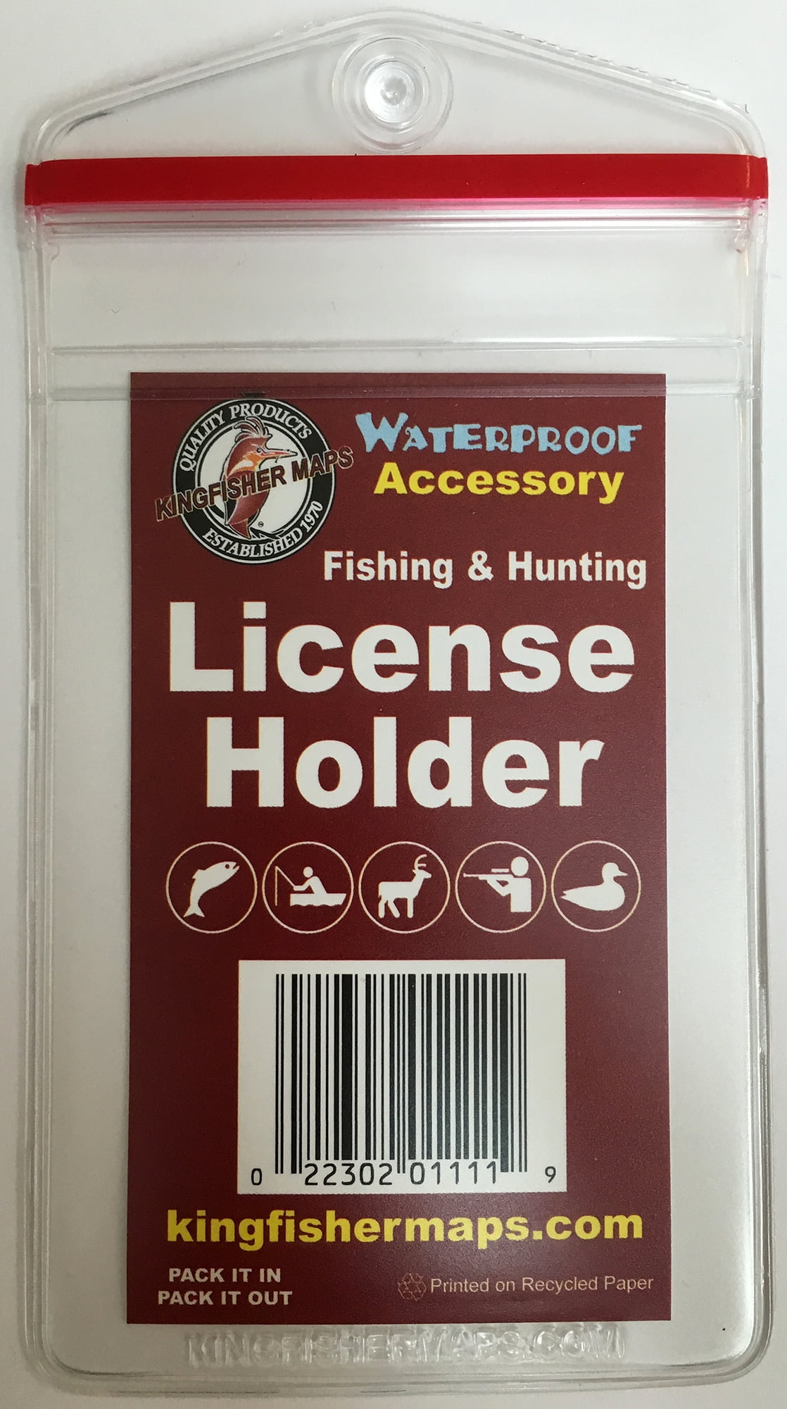 Kingfisher Maps Waterproof Fishing & Hunting License Holder, One Size, Clear