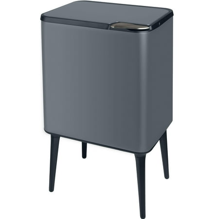 Home-Complete 8.7-Gallon Polypropylene Trash Can with 3L Recycling/Compost Bin (Gray)