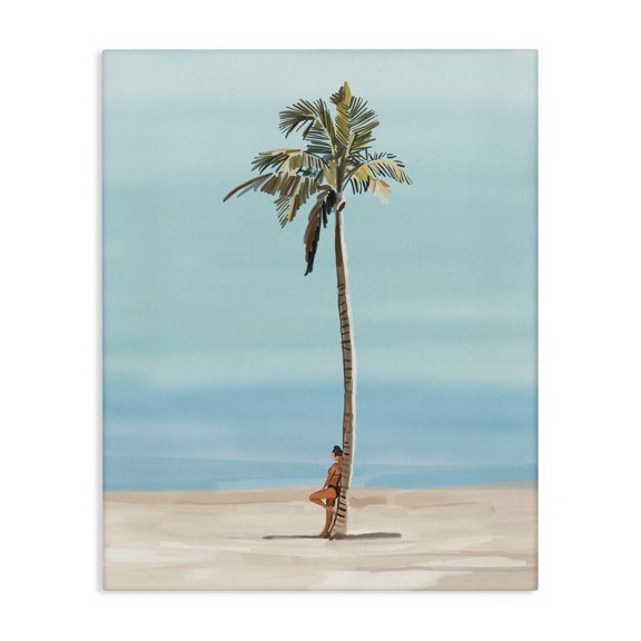 Stupell Industries Contemporary Girl Leaning On Palm Tree Canvas Art, 24 x 30, by Amelia Noyes