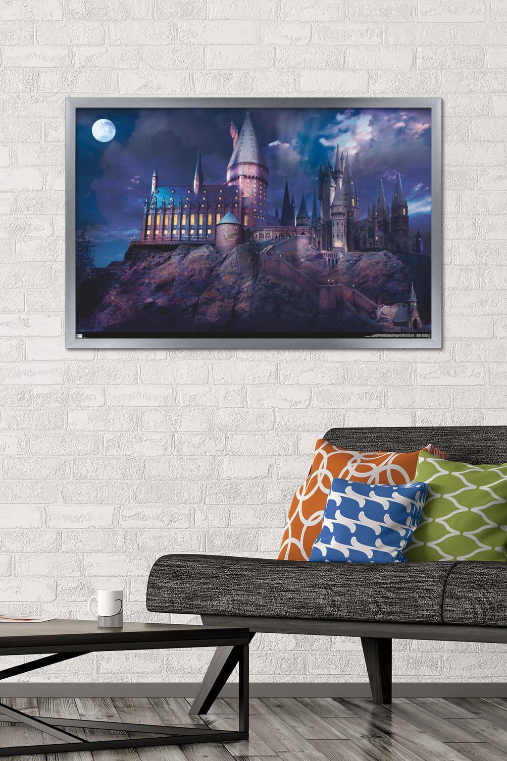 The Wizarding World: Harry Potter - Hogwarts At Night Wall Poster, 22.375" x 34" Framed