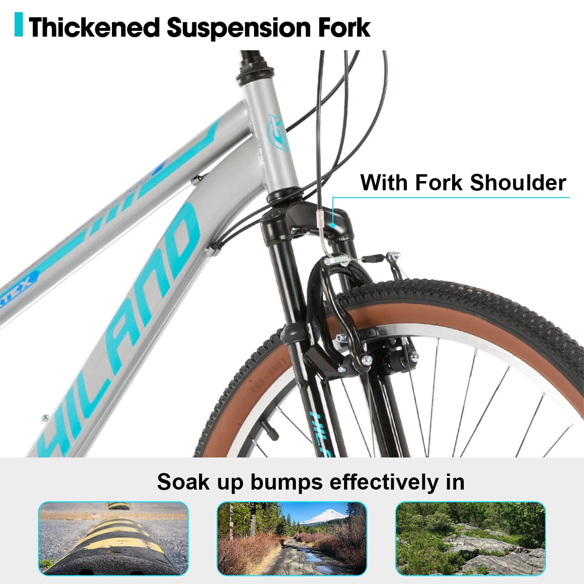 HILAND 26 Inch Mountain Bike for Mens and Womens, 21 Speeds Mountain Bicycle, High-Tensile Steel Frame, V Brake, Hardtail MTB for Adults