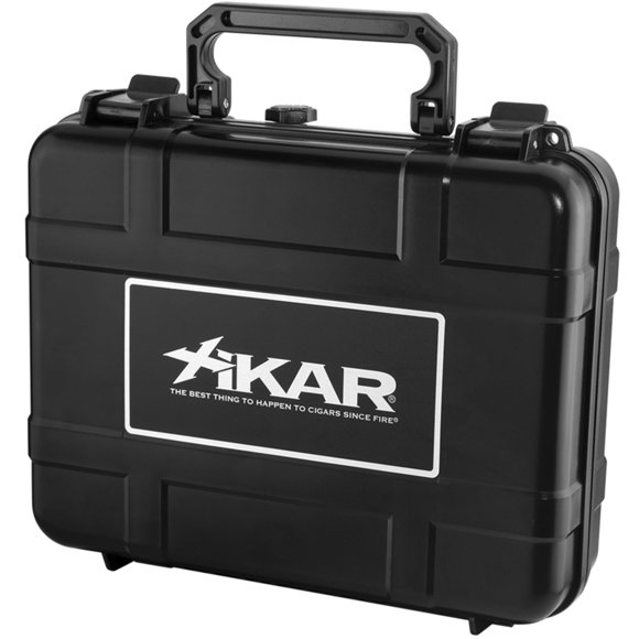 Xikar Travel Humidor With 20-Cigar Capacity, Premium Cigar Protection, Portable, Airtight, Watertight, Stainless Steel Hinge And Latch Hinges, Black