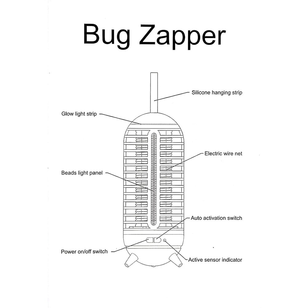 Cordless Bug Zapper Outdoor & Fly Zapper Indoor & Wireless Mosquito Zapper Portable Camping Bug Zapper Fly Trap Bug Zappers Electric Trap Ideal for Fly Traps (White)