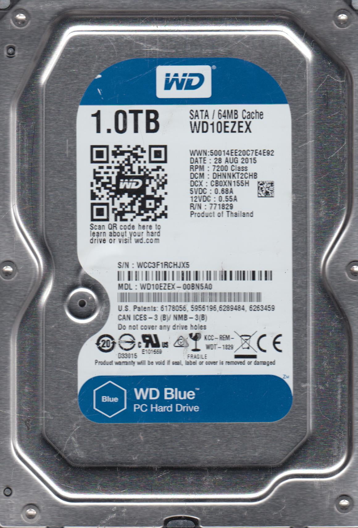 WD10EZEX00BN5A0, DCM DHNNKT2CHB, Western Digital 1TB SATA 3.5 Hard