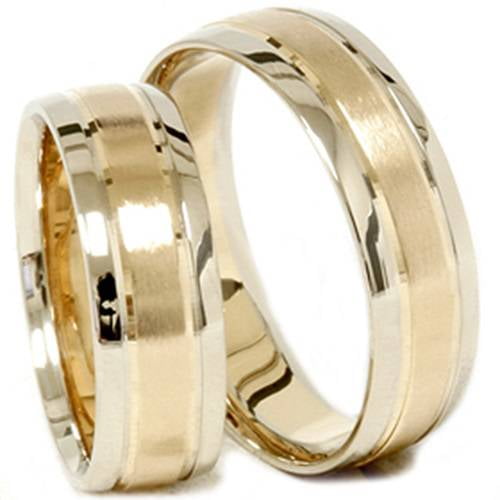 14K TWO TONE GOLD HIS & HERS MATCHING WEDDING BANDS RINGS SET HANDMADE BRAIDED