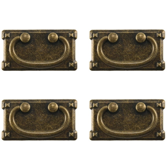 4Pcs Vintage Antique Bronze Drawer Ring Pull Handles, Cabinet Door Furniture Handle Decoration