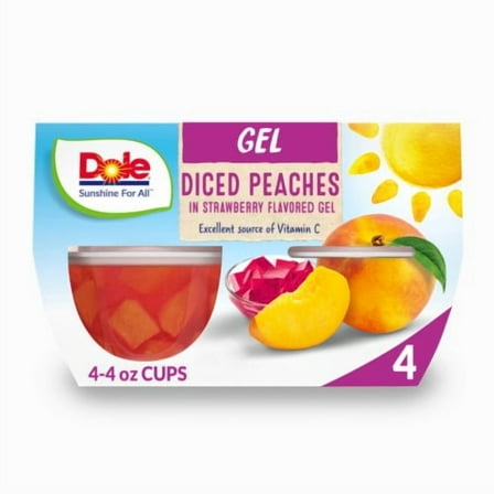2X-Dole Fruit Bowls Peaches in Strawberry Flavored Gel Fruit Cups - 4.3 oz - 4 ct