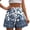 Blue, variant on Women's Floral Print Drawstring Casual Shorts Elastic Waist with Tassels Loose Fit Summer Shorts for Boho Style