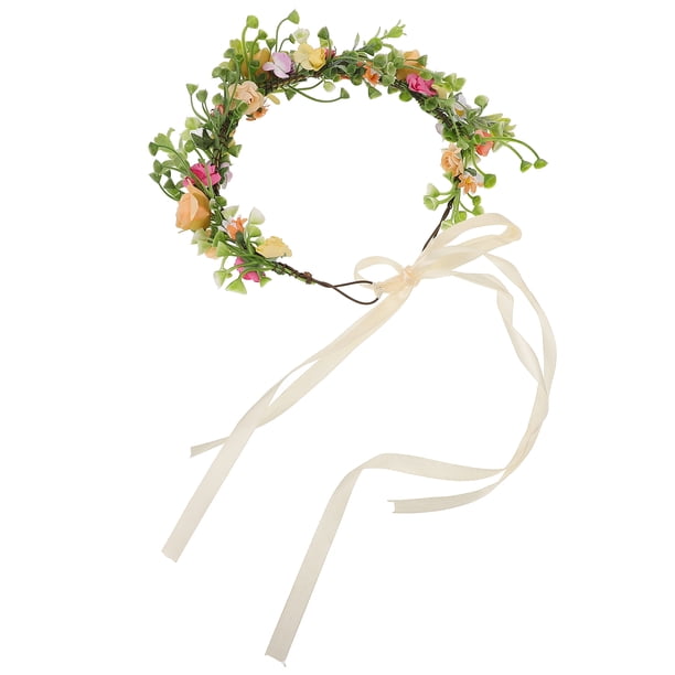 GOOHOCHY Diadema de flores Corona de pelo floral Elegante guirnalda Tocado de novia