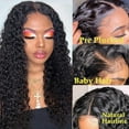 thumbnail image 3 of Deep Wave Human Hair Wig 4x4 Closure Glueless Wigs Human Hair Pre Plucked Pre Cut Lace Closure Glueless Wigs Elastic Band 200% Density Natural Color, 3 of 6