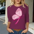 thumbnail image 2 of Fgnfyis T-Shirt de Sensibilisation au Cancer du Sein pour Femmes Col Rond Manches Courtes Haut Décontracté avec Imprimé pour Printemps Été Automne Usage Quotidien Tee Confortable à Assortir avec des Jeans Hauts pour Femmes Rose Vif P, 2 of 4