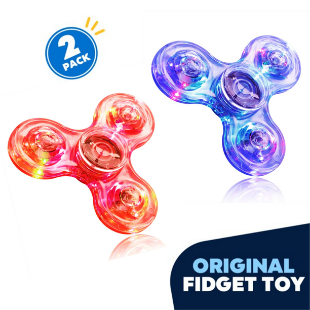 Jeexi LED Light Fidget Spinner - Pack, Lighting Fidget Hand Finger Spinner Toy - Stress Reduction and Anxiety Relief Great Gif for Children, Kids & Adults -
