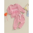 thumbnail image 4 of Elippeo Toddler Girl Fall Clothes 3M 6M 12M 18M 24M 3Y LetterHeart Print Round Neck Long Sleeve Pullover Long Pants Outfit, 4 of 10