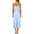 thumbnail image 6 of Coduop Women Spaghetti Straps Ribbed Dress Square Neck Sleeveless Lace Up Ruched Party Long Dress, 6 of 7