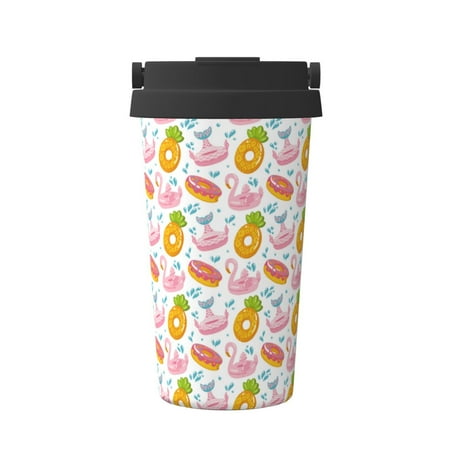 

KLL Flamingo And Pineapple Pattern Stainless Steel Vacuum Insulated Tumbler - Carry Insulated Coffee Mug - Reusable Insulated Cold Brew Iced Coffee Cup Thermos