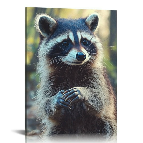 Patifu Raccoon Woods Serious Canvas Art Print for Living Room Bedroom Home Office Wall Decor 12x16 in
