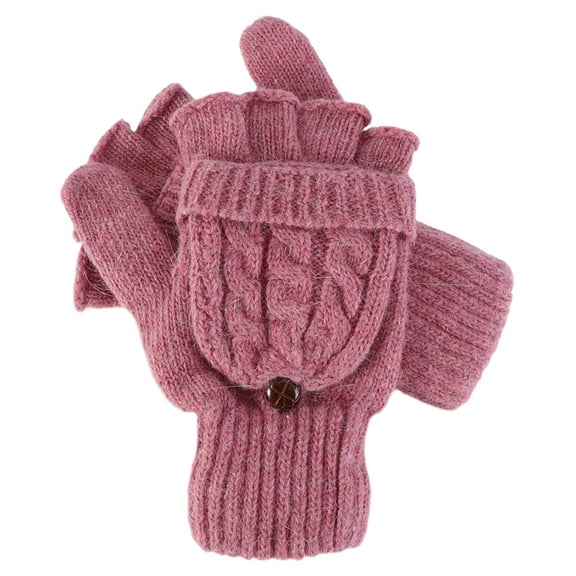WHAMVOX Fashion Gloves for Women Fingerless Winter Fingertip Knitted Bride Work Pink