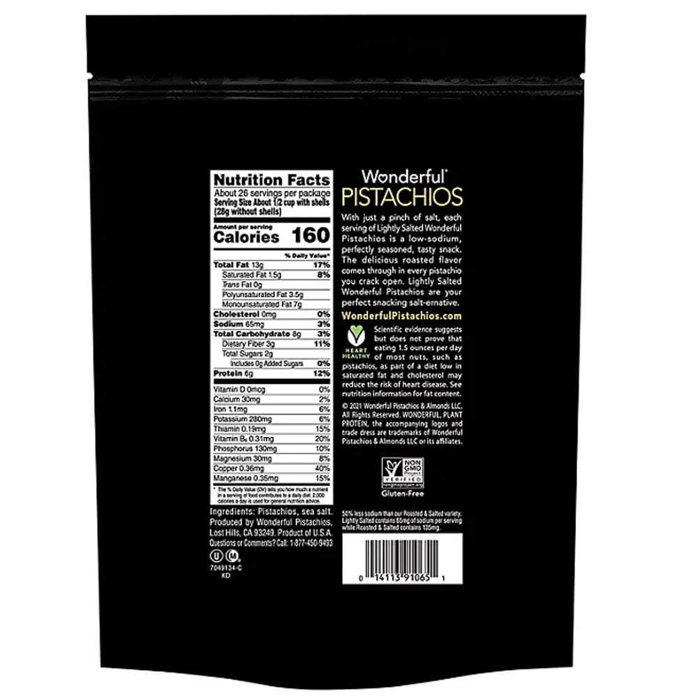 Wonderful Pistachios, Roasted Lightly Salted (48 oz.) With Spoon