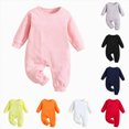 thumbnail image 4 of 0-3 Months Newborn Baby Clothes & Play One-Piece Bodysuit Long Sleeve Solid Romper Infant Jumpsuit Snap Newborn Pajamas Unisex Clothes Yellow, 4 of 7
