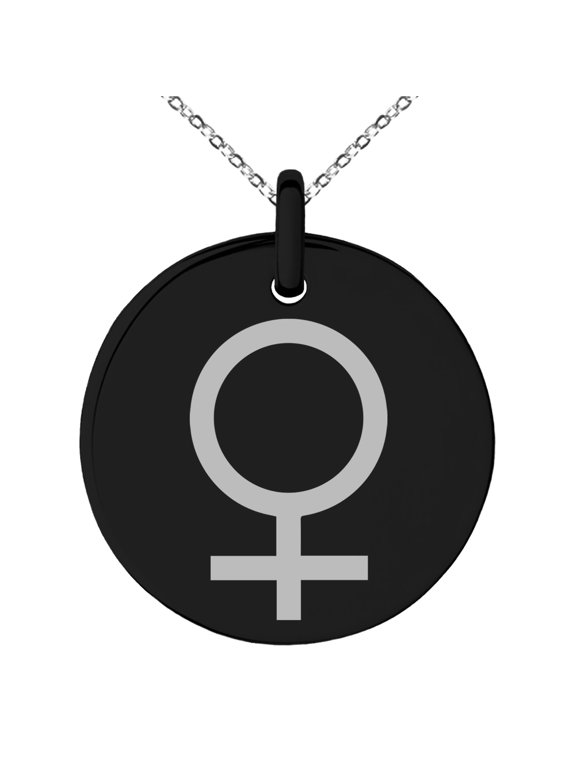 Stainless Steel Solar System Planetary Venus Engraved Small Medallion Circle Charm Pendant Necklace