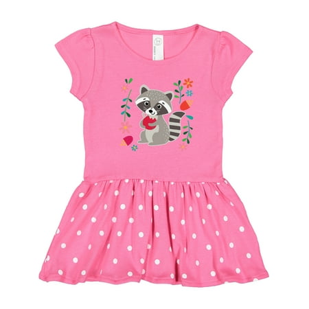 

Inktastic Woodland Raccoon Spring Flowers Gift Toddler Girl Dress