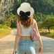 thumbnail image 4 of Sombrero de paja con lazo para mujer, de 56 a 58 cm de circunferencia, con protección solar, para playa y sol, 4 of 5