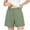 #0446-Green, variant on Bermuda Shorts for Women High Waisted Pleated Front Button Detail Pocket Detail Loose Fit Bottoms Daily Slacks