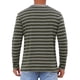 thumbnail image 3 of Camisetas Henley de Rayas de Colores Contrastantes de Manga Larga Casual para Hombre L Verde Oscuro, 3 of 6