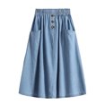 thumbnail image 6 of ZHOGXU Classic Style Midi Skirts For Womens Elastic Waist A Line Button Front With Pocket Outdoor Shopping Dating, 6 of 8