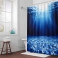 thumbnail image 3 of Dark Blue Bathroom Shower Curtain, Ocean Water Sunlight Shines into The Sea Waterproof Washable Soft Bath Curtain for Bathtub Decor with 12 Hooks&Grommet, 48x72 Inch, 3 of 9