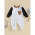 thumbnail image 2 of Gupgi Infant Boy Long Sleeve Romper 0-2Y Baby Contrast Color Pocket Jumpsuit Fall Winter Clothes, 2 of 9