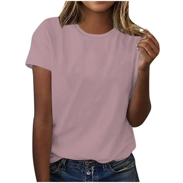 Npasoilc Chandail d'Été à Manches Courtes pour Femmes, T-Shirts à Col Rond, Hauts Légers, Blouse Décontractée Ample