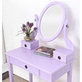 thumbnail image 2 of Roundhill Furniture Moniys Wood Moniya Makeup Vanity Table and Stool Set, Purple, 2 of 5