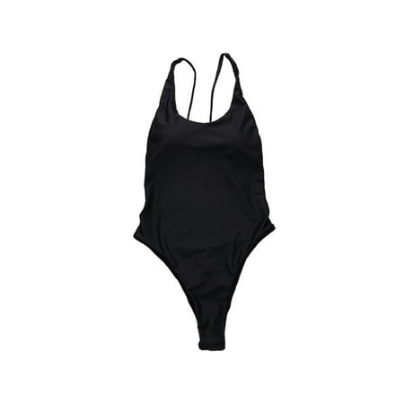 

Thong 2020 One Piece Swimsuit Solid Female Black Swimwear Women Backless White Brazilian Monokini Bathing Suit XL