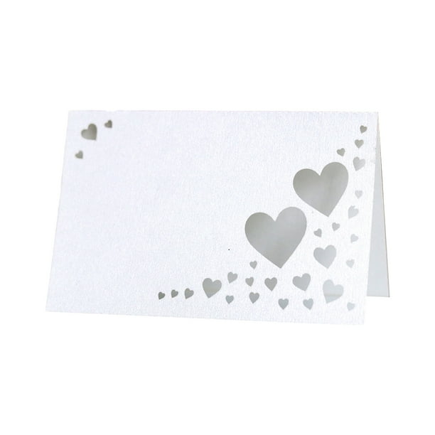 Advancent 50 piezas de pantalla de papel nombres de invitados con estilo con tarjetas de nombre de boda tarjeta de nombre de ahuecada de corazón Kits de decoración para fiestas blanco