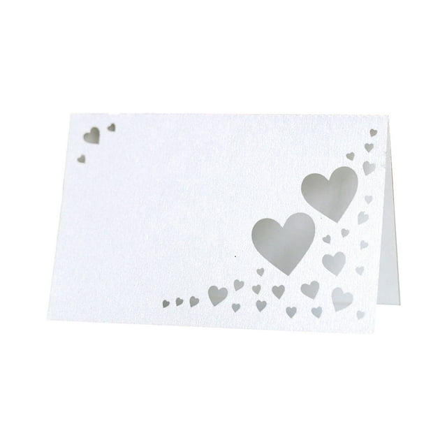 Matsuzay 50 tarjetas de nombre de ahuecadas de corazón de papel, además de cualquier evento, tarjeta de lugar de nombre hueco de corazón Kits de decoración para fiestas blanco