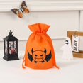 thumbnail image 1 of 1 Piece Cloth Halloween Pumpkin Drawstring Goody Gift Bag for Party Decorations, 1 of 5