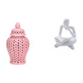 thumbnail image 1 of Jarrón de con tapa y figura de pensador abstracto, adorno decorativo para mesa, sala de estar, estantería, oficina, fiesta., 1 of 8