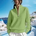 thumbnail image 2 of Tnhcen Women's Quarter Zip Pullover Fleece Lined Stand Collar Sweatshirt Solid Color Long Sleeve Casual Workout Top Autumn Winter Plus Size S-2XL, 2 of 7