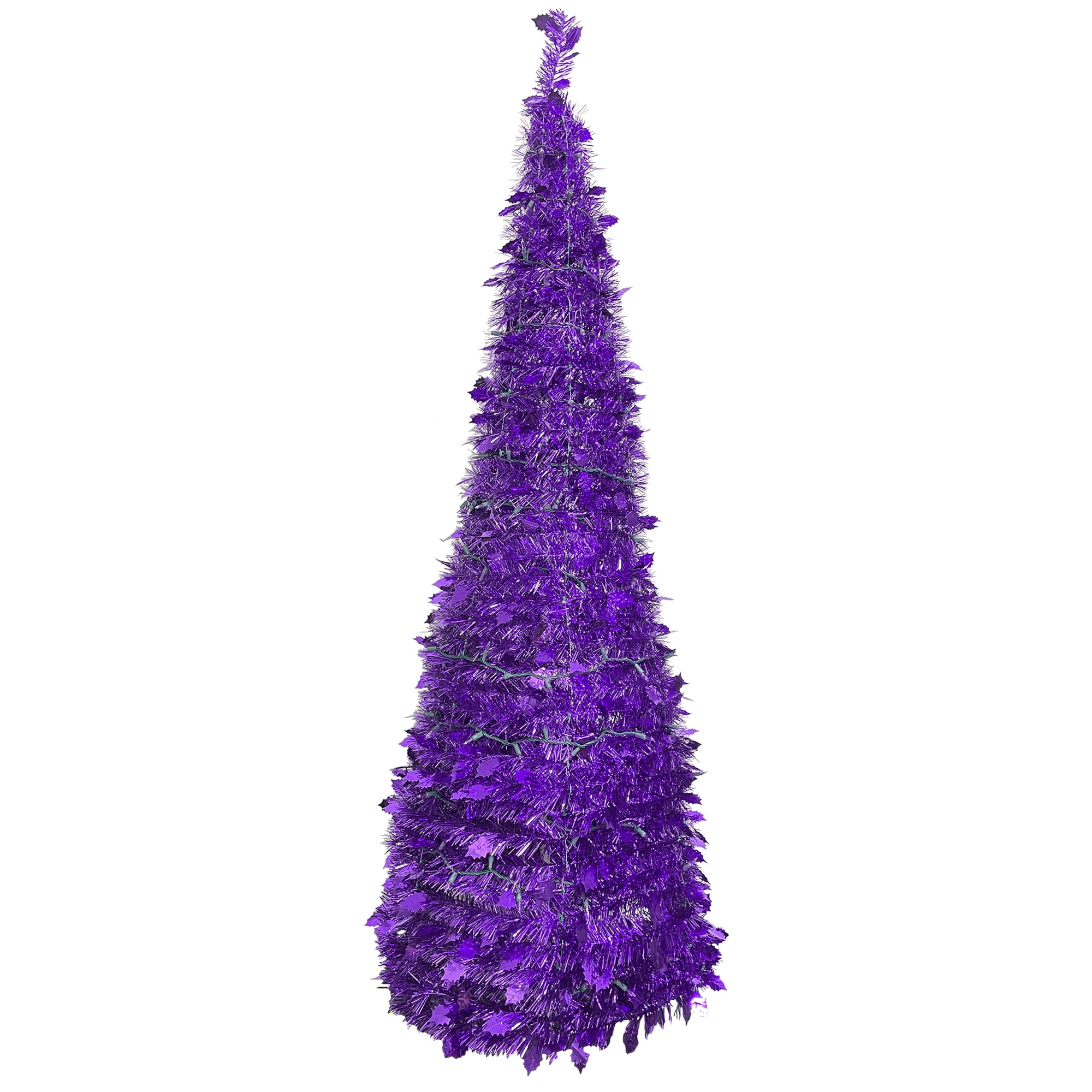 6' Purple Tinsel PopUp Artificial Christmas Tree, Unlit