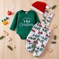 thumbnail image 2 of Ulanda Newborn Baby Boy Christmas Outfit Long Sleeve Tree Print Tie Romper Suspender Pants Hat 3Pcs Set (Green, 0-3 Months), 2 of 9